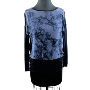 Mint Velvet Blue Long Sleeve Wide Neck Layered Look Pullover Lace Top Size 10